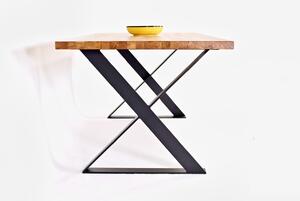 Majstrštych Jídelní stůl Dudek - designový industriální nábytek Velikost stolu (D x Š): 140 x 80 (cm), Typ a sukovitost dřeva: Dub s méně suky (0 Kč), Barva kovových nohou: Bílá mat - RAL 9010 (0 Kč)