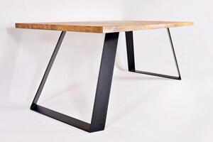 Majstrštych Jídelní stůl Luňák - designový industriální nábytek Velikost stolu (D x Š): 170 x 90 (cm), Typ a sukovitost dřeva: Dub sukovitý/rustikální (bez příplatku), Barva kovových nohou: Černá mat - RAL 9005 (bez příplatku)