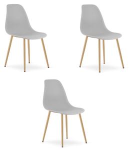 Set tří jídelních židlí WAT šedý - naturální nohy (3 ks)