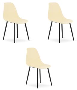 Set tří jídelních židlí WAT krémový - černé nohy (3 ks)