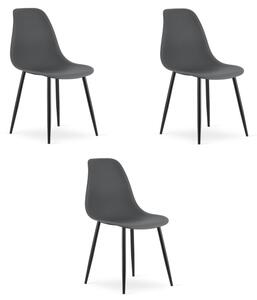 Set tří jídelních židlí WAT tmavě šedý - černé nohy (3 ks)