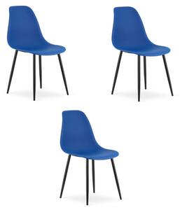 Set tří jídelních židlí WAT modrý - černé nohy (3 ks)
