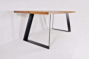 Majstrštych Jídelní stůl Sokol - designový industriální stůl Velikost stolu (D x Š): 140 x 80 (cm), Typ a sukovitost dřeva: Dub sukovitý/rustikální (0 Kč), Barva kovových nohou: Černá mat - RAL 9005 (0 Kč)