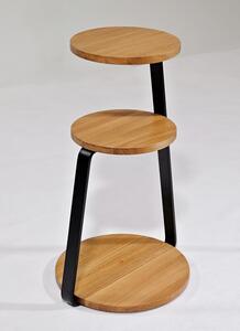 Odkládací stolek Ibis Typ a sukovitost dřeva: Dub sukovitý/rustikální (0 Kč), Barva kovových nohou: Černá mat - RAL 9005 (0 Kč)