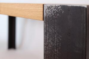 Pracovní stůl Orlovec velikost stolu (D x Š): 120 x 70 (cm), Typ a sukovitost dřeva: Dub sukovitý/rustikální (0 Kč), Barva kovových nohou: Surová ocel - průzračný lesklý lak zachová odstín kovu