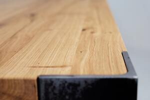 Pracovní stůl Orlovec velikost stolu (D x Š): 120 x 70 (cm), Typ a sukovitost dřeva: Dub sukovitý/rustikální (0 Kč), Barva kovových nohou: Surová ocel - průzračný lesklý lak zachová odstín kovu