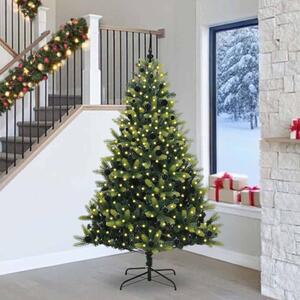 Umělý skládací vánoční stromeček 300 LED Zelená 240 cm PVC a PE 3396010