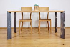 Jídelní stůl Střízlík Velikost stolu (D x Š): 150 x 80 (cm), Typ a sukovitost dřeva: Dub sukovitý/rustikální (bez příplatku), Barva kovových nohou: Černá mat - RAL 9005 (bez příplatku)