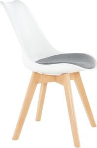 Tempo Kondela Plastová jídelní židle DAMARA bílá/šedá látka