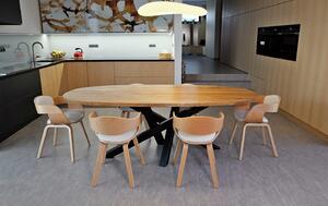 Jídelní stůl Pilich Velikost stolu (D x Š): 200 x 90 (cm), Typ a sukovitost dřeva: Dub sukovitý/rustikální (bez příplatku), Barva kovových nohou: Černá mat - RAL 9005 (bez příplatku)