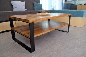 Konferenční stolek Sýček Typ a sukovitost dřeva: Dub s méně suky (0 Kč), Barva kovových nohou: Černá mat - RAL 9005 (0 Kč), Velikost stolu (D x Š x V): 50 x 50 x 45 (cm)