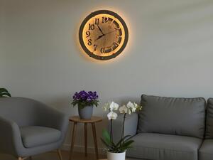 "Inverzní ciferník" světelné hodiny s powerbankou a pohybovým čidlem/dub velikost svítidla/hodin: 31 cm