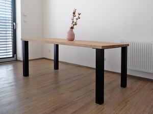 Jídelní stůl Kolpík Velikost stolu (D x Š): 140 x 80 (cm), Typ a sukovitost dřeva: Dub sukovitý/rustikální (0 Kč), Barva kovových nohou: Černá mat - RAL 9005 (0 Kč)