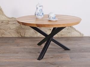 Konferenční stolek Kulíšek Typ a sukovitost dřeva: Dub s méně suky (0 Kč), Barva kovových nohou: Černá mat - RAL 9005 (0 Kč), Průměr stolu (cm): 80 (cm)