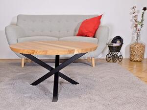 Konferenční stolek Kulíšek Typ a sukovitost dřeva: Dub s méně suky (0 Kč), Barva kovových nohou: Černá mat - RAL 9005 (0 Kč), Průměr stolu (cm): 80 (cm)