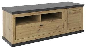 KOMODA POD TELEVIZI, tmavě šedá, dub artisan, 150/55,6/50 cm Hom`in