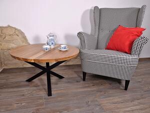 Konferenční stolek Kulíšek Typ a sukovitost dřeva: Jasan (0 Kč), Barva kovových nohou: Černá mat - RAL 9005 (0 Kč), Průměr stolu (cm): 80 (cm)