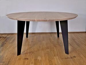 Jídelní stůl Racek Typ a sukovitost dřeva: Dub sukovitý/rustikální (bez příplatku), Barva kovových nohou: Černá mat - RAL 9005 (bez příplatku), Průměr stolu (cm): 130 (cm)