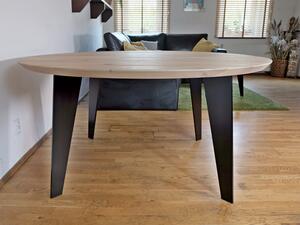Jídelní stůl Racek Typ a sukovitost dřeva: Jasan (0 Kč), Barva kovových nohou: Černá mat - RAL 9005 (0 Kč), průměr stolu (cm): 130 (cm)
