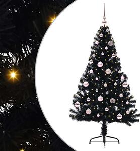 Umělý osvětlený vánoční stromeček Černá 150 cm PVC 3397130