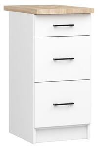 Kuchyňská skříňka OLIVIA, 3 zásuvky – 40 cm | Bílá / Dub Sonoma