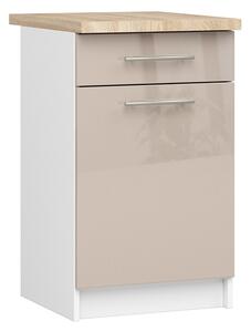 Kuchyňská skříňka OLIVIA, 1 zásuvka – 50 cm | Bílá / Cappuccino / Dub Sonoma
