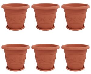 Květináče 6 pcs Cihlově červená Ø 39 x 32 cm Plast