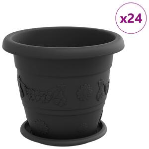 Květináče 24 pcs Černá Ø 26 x 21.5 cm Plast