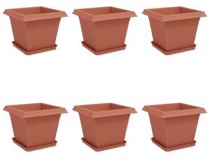 Květináče 6 pcs Cihlově červená 33 x 33 x 26 cm Plast