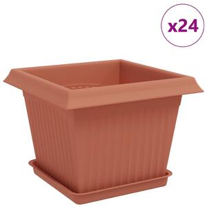 Květináče 24 pcs Cihlově červená 23 x 23 x 17,5 cm Plast