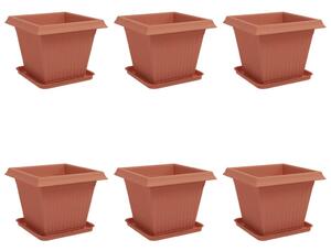 Květináče 6 pcs Cihlově červená 38 x 38 x 30 cm Plast