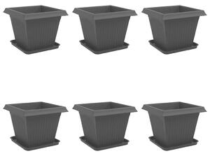 Květináče 6 pcs Černá 38 x 38 x 30 cm Plast