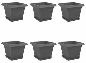 Květináče 6 pcs Černá 28,5 x 28,5 x 22 cm Plast