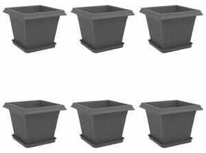 Květináče 6 pcs Černá 33 x 33 x 26 cm Plast