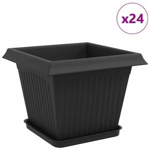 Květináče 24 pcs Černá 28,5 x 28,5 x 22 cm Plast