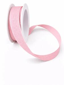 Stuha bavlněná CHANCE SOFT PINK pastelově růžová 15mm x 3,5m (4,30 Kč/m)