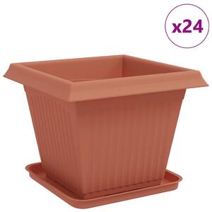 Květináče 24 pcs Cihlově červená 38 x 38 x 30 cm Plast
