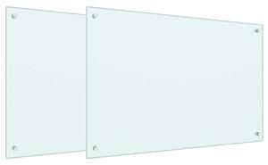 Kuchyňský obklad 2 pcs Bílá 90 x 60 cm tvrzené sklo