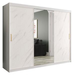 Šatní skříň Štefi 1 250 se zrcadlem bílá matná/bílý mramor