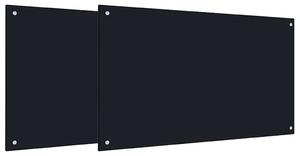 Kuchyňský obklad 2 pcs Černá 100 x 60 cm tvrzené sklo