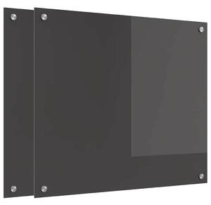 Kuchyňský obklad 2 pcs Tmavě šedá 70 x 60 cm tvrzené sklo