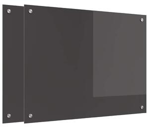 Kuchyňský obklad 2 pcs Tmavě šedá 80 x 60 cm tvrzené sklo