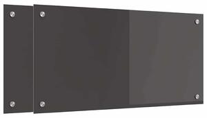 Kuchyňský obklad 2 pcs Tmavě šedá 80 x 40 cm tvrzené sklo