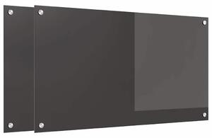 Kuchyňský obklad 2 pcs Tmavě šedá 90 x 50 cm tvrzené sklo