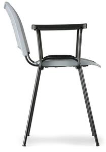 Plastová židle SMART - chromované nohy s područkami, černá