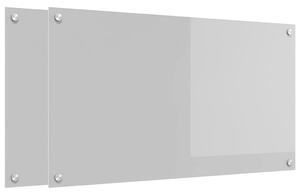 Kuchyňský obklad 2 pcs Světle šedá 90 x 50 cm tvrzené sklo
