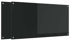 Kuchyňský obklad 2 pcs Černá 120 x 60 cm tvrzené sklo