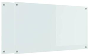Kuchyňský obklad 2 pcs Bílá 110 x 60 cm tvrzené sklo