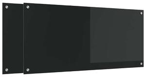 Kuchyňský obklad 2 pcs Černá 110 x 50 cm tvrzené sklo