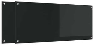 Kuchyňský obklad 2 pcs Černá 120 x 50 cm tvrzené sklo